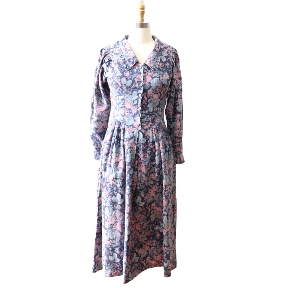 Vintage 80's Laura Ashley Floral Prarie Dress Made In Great Britain